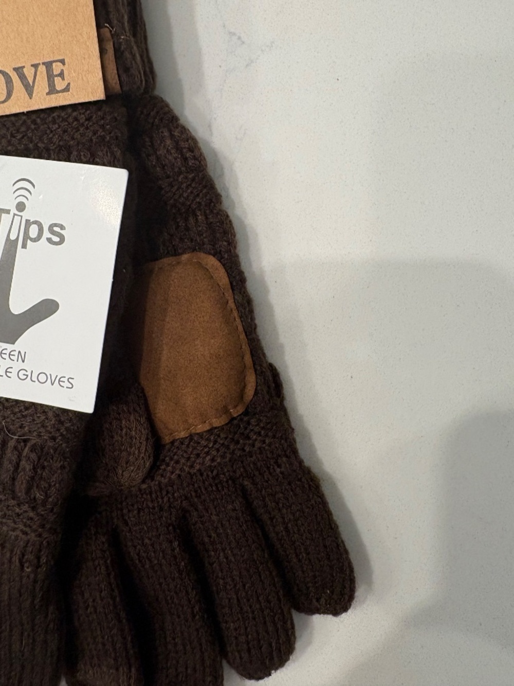Brown C.C Ribbed Gloves - Picture 3 of 4